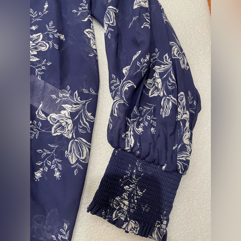 Ralph Lauren Top Womens Small Petite Navy Multicolor Paisley Floral Blouse $268 - Picture 3 of 10